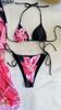 European and American Women’s Fashion Printed Triangle Bikini Swimsuit with Sexy Quick-Dry Long Cover-Up Dress, 3-Piece Swimwear Set