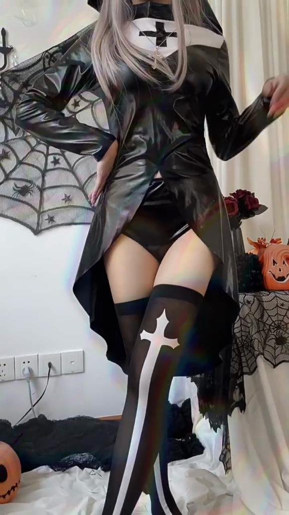 Vampire Nun Costume Plus-size Halloween Costumes Cross-themed Dark Gothic Cosplay