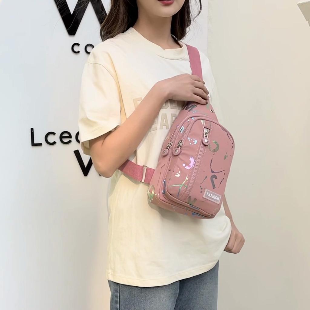Women's Versatile Chest Bag New Trendy Oxford Cloth Single Shoulder Diagonal Cross Bag Fashionable Travel Chest Small Backpack