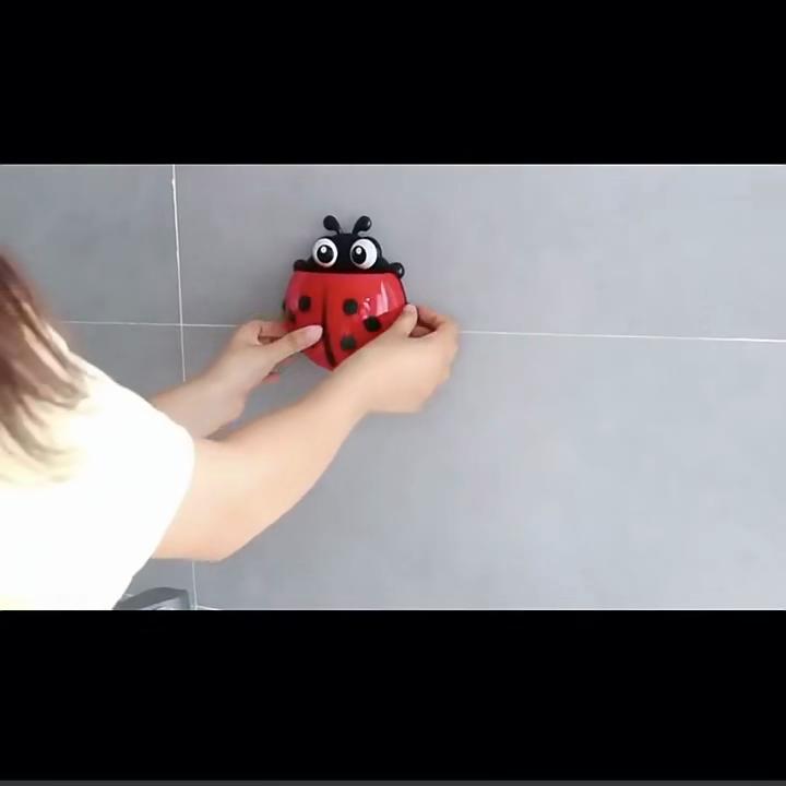 Adorable Ladybug Cartoon Toothbrush Holder With Charming Bathroom Wall Suction