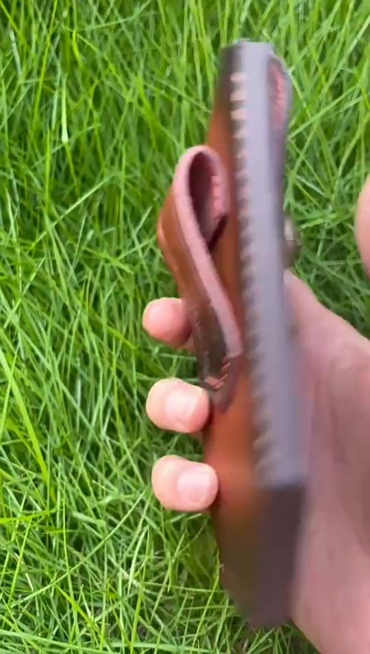 Foling Knife Holder Embossed Cowhide Scabbard Pocket  Knife Cover Second Layer Leather Case Camping Knife Holsters Belt Buckle