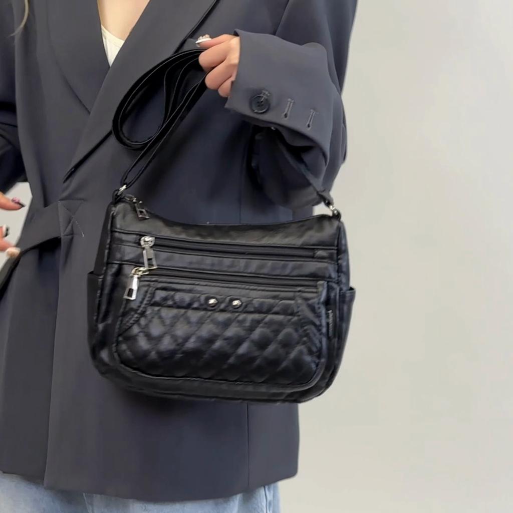 Women's Soft Leather Bag Vintage Mother Bag PU Large Capacity Middle-Aged Shoulder Crossbody Bag