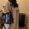 Elegancka Torba Tote ze Sztucznej Skóry Damska Modna Torba na Ramię ze Sznurkiem i Przednią Kieszenią na Zamek