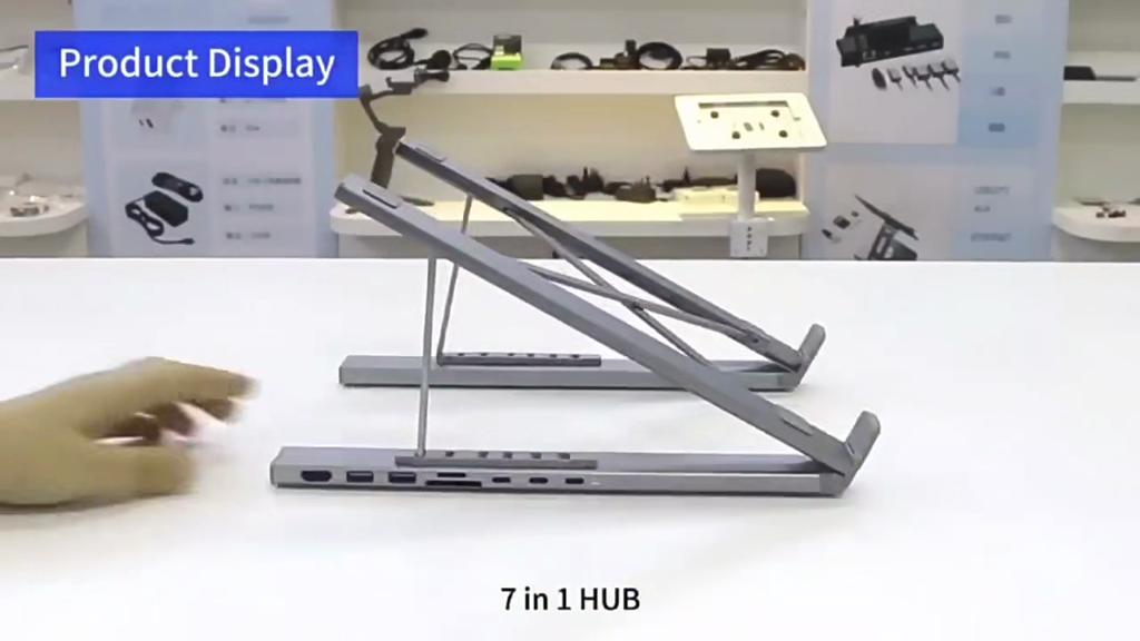USB C Laptop Docking Station Stand With 8-in-1 HUB USB3.0 4K HDMI SD TF Card Reader Adjustable Aluminium Bracket for PC Notebook