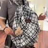 Schulrucksack für Studenten Damen Retro Karomuster Große Kapazität Reiserucksack