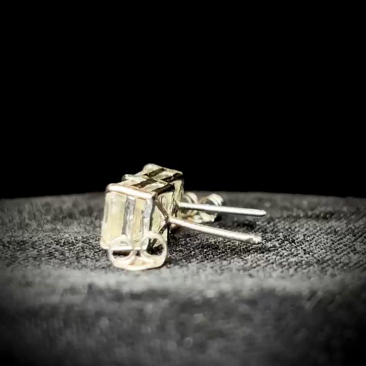 Flawless Emerald Cut 17.15 Ct Synthetic White Moissanite Earring Pair Free Gift MY.ER-08-NS