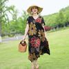 Elegant Women's Dresses Summer Vintage Clothes Plus Size Short Sleeve Casual Loose Long Dress