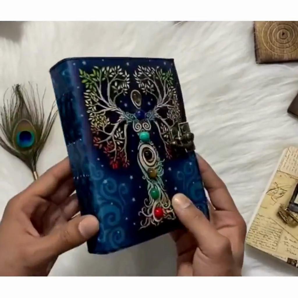 Mother of Earth Seven Stone Blank Spell Book of shadows handmade Grimoire Journal Junk Journal Tree of Life journal Gifts for Christmas