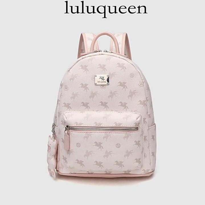 2025 Fashion Women Backpacks With Bear Ornament Small Outdoor Travelling Daypacks For Ladies Pegasus Print Commuting Backpack