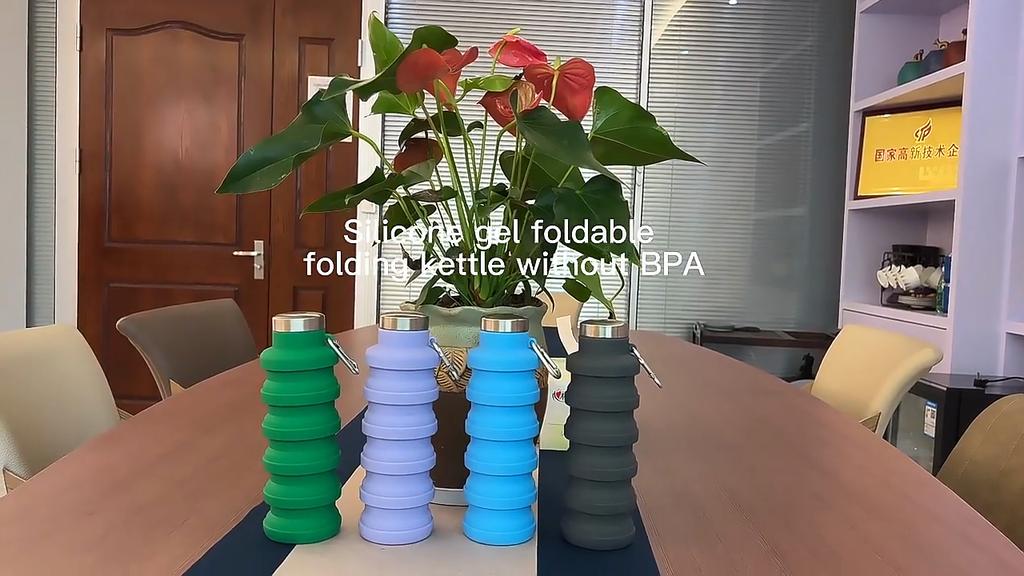 Collapsible Silicone Water Bottle, Leakproof Portable Sports Bottle for Travel & Hiking