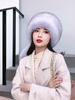 Winter Women's Bomber Hat Real Fox Fur Hats Warm Fashion 100% Real Fur Top Rex Rabbit Fur Caps Ruaaian Outdoor Warm Fox Fur Cap