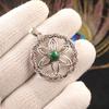 Piatră prețioasă Malachit natural Argint Sterling 925 Bijuterii Pandantiv lucrat manual 1,48" CP-29-30