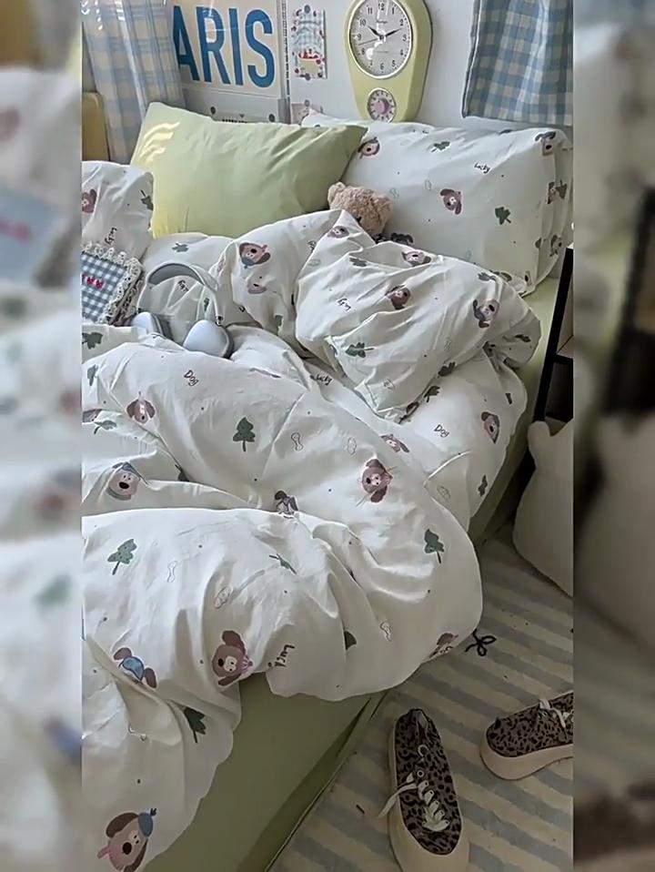 100% Ultra-Soft Cloud Cotton Bedding Set Skin-Friendly 4-Piece Duvet Cover Set Breathable Class A Home Textiles