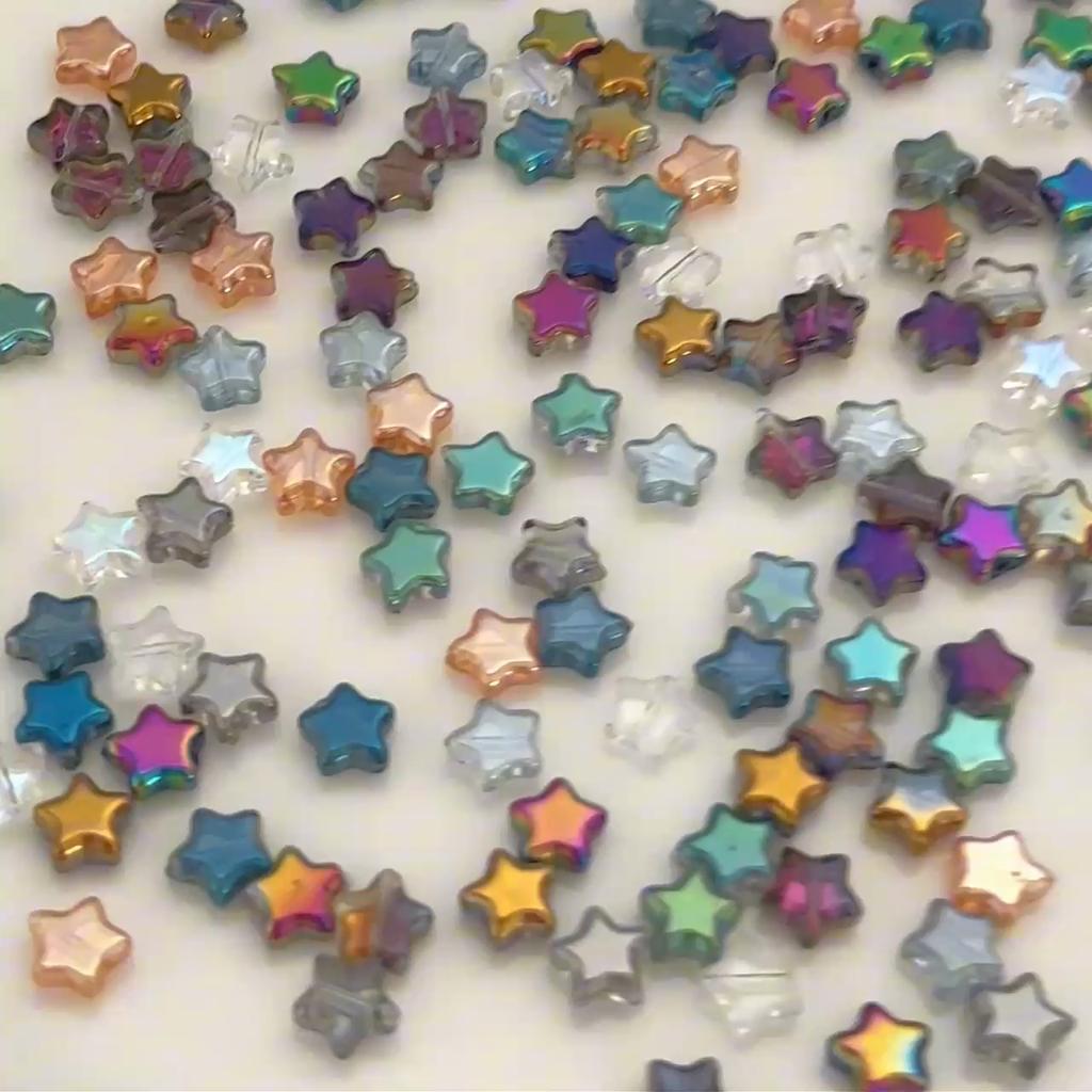 10Pcs Pentagram Crystal Glass Beads Coated Colored Loose Spacer Beads for DIY Necklace Bracelet Jewelry Making