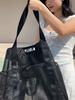 Large Capacity Mesh Beach Tote Bag Women Waterproof Shoulder Bag Multi Pocket Swimming Pool Travel Storage Handbag