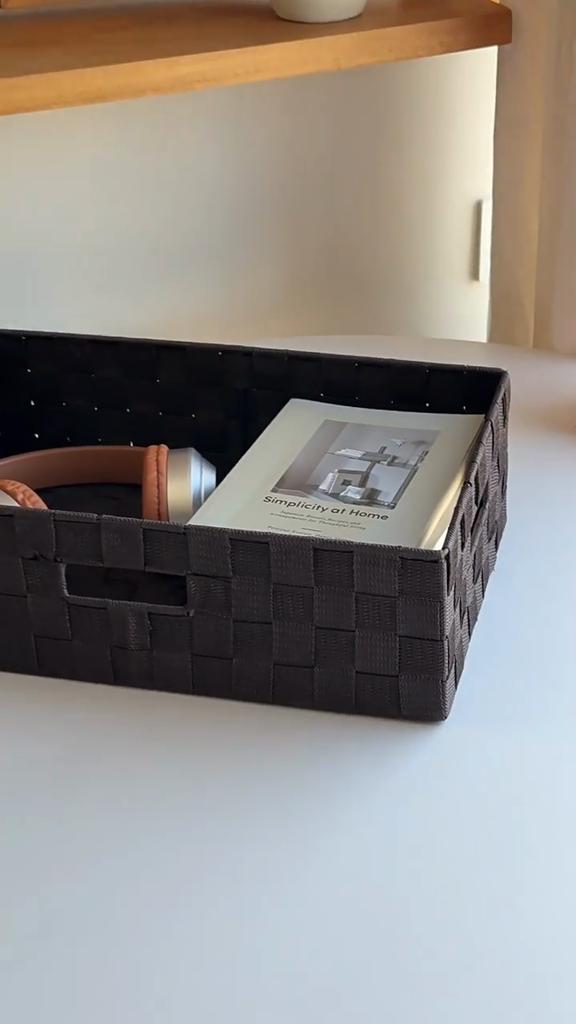 Drawer storage box woven strap storage box cube basket container divider for organizing drawers 4-piece set