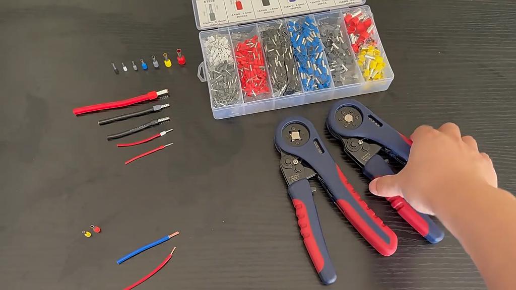 1200pcs Cold Crimp Terminal Set Crimping Pliers HSC8 6-4 6 Sets European Pipe Type Terminal Block Set