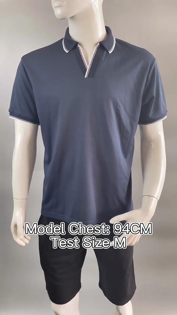 European and American Style Men's Spring Summer T-Shirt Solid V-Neck Polo Shirt Workwear Fashion Short Sleeve Top