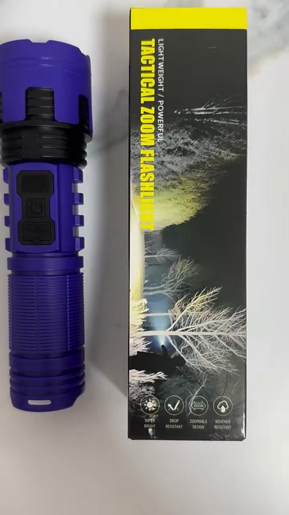 Portable Powerful LED Flashlight with Digital Display COB Side Light Long Range Lamp Zoom Torch Outdoor Lighting
