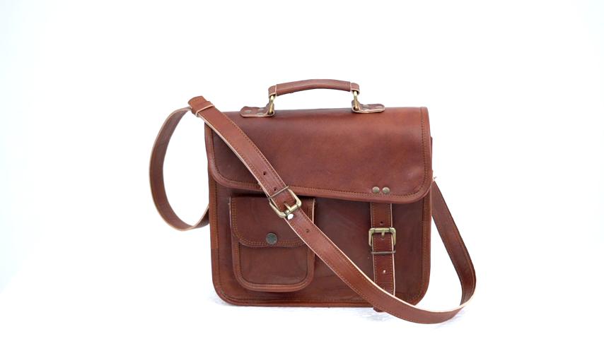 Leather 11 Inch Vintage Leather Ipad Messenger Bag For Office -Handmade Document Briefcase Adjustable Satchel Bags Rustic Brown