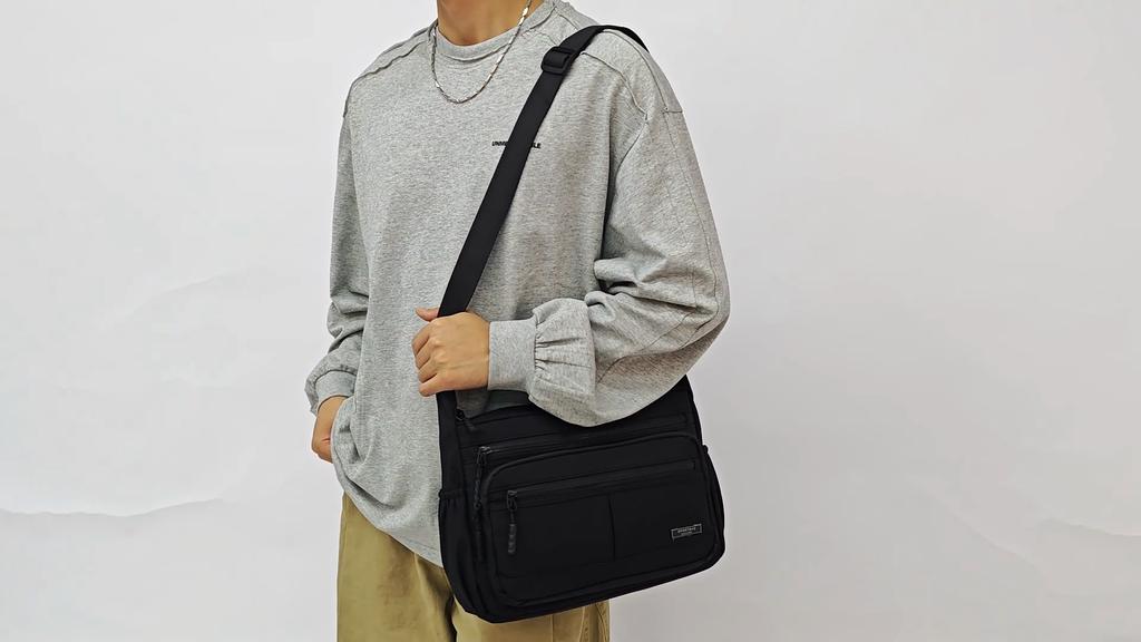 Large Capacity Shoulder Bag Men's Business Briefcase Water-Repellent Crossbody Bag