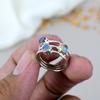 925 Sterling Silver Labradorite Gemstone Round Shape Ring For Women Black Moonstone Ring For Her