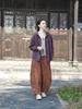 Johnature Women Vintage Shirts Tops Hooded Spring Chinese Style Solid Color Blouses Button Shirts