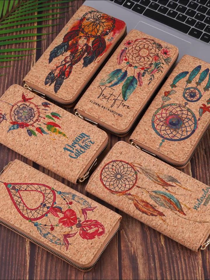 Retro Dreamcatcher Pattern Long Wallet for Women Textured Zipper Coin Purse