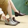 Johnature Genuine Leather Pointed Shallow Low Heel Shoes Fashion And Versatile Women's Slip-on Shoes