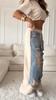 Ladies' High Waist Straight Leg Jeans - Street Style Sewing and Tearing Jeans, Regular Style Elegant Fashion Set, High Waist Jeans