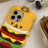 3D Söt Tecknad Hamburgare Mjukt Silikon Telefonskal För iPhone 13 14 1516 16 Pro Max Baksida Skal Hud För iPhone 16Pro 15Pro