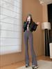 High Waist Flare Pants For Women With Polyester And Elastane For Casual Wear