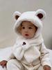 Winter children's hats, scarves, integrated hats, velvet and thickened cartoon two-piece sets, cute and cute boys and girls ear hats.
