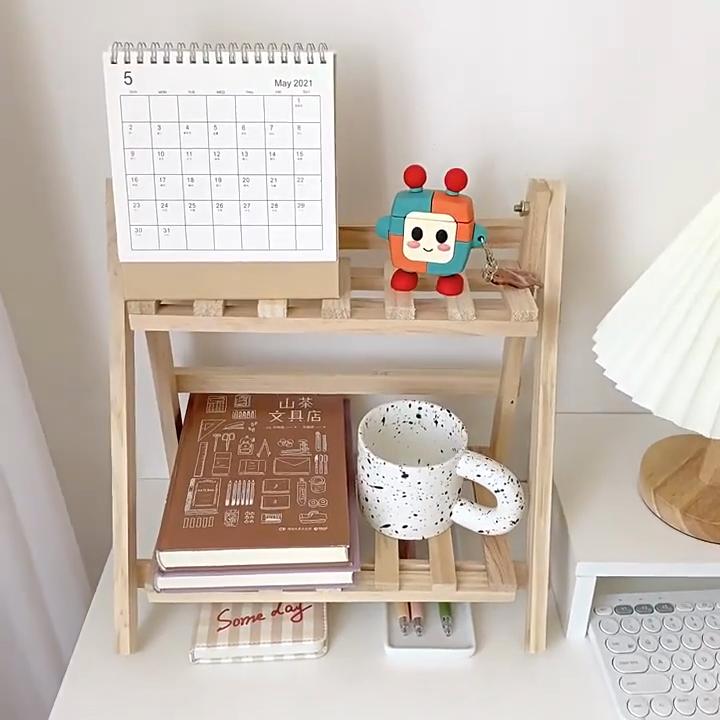 Wooden Storage Shelf, 2-Tiers Desktop Organizer Shelves, Desk Display Rack, Desktop Stationary Office Storage Rack, For Dorm, Home, School, Office