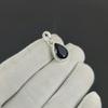 Dainty Black Spinel Gemstone Silver Pendant In 925 Sterling Silver - Handmade Pear Design, Everyday Wear Minimalist Jewelry Party Wear Gift