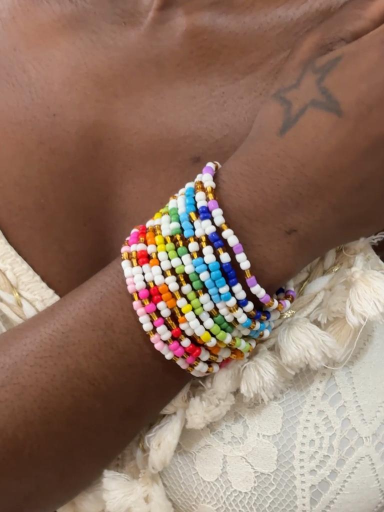 11PCS Boho Fashion Color Beads Bracelet Set Jewelry for Women Girls Beach Holiday Cute Fresh Handmade Bijoux
