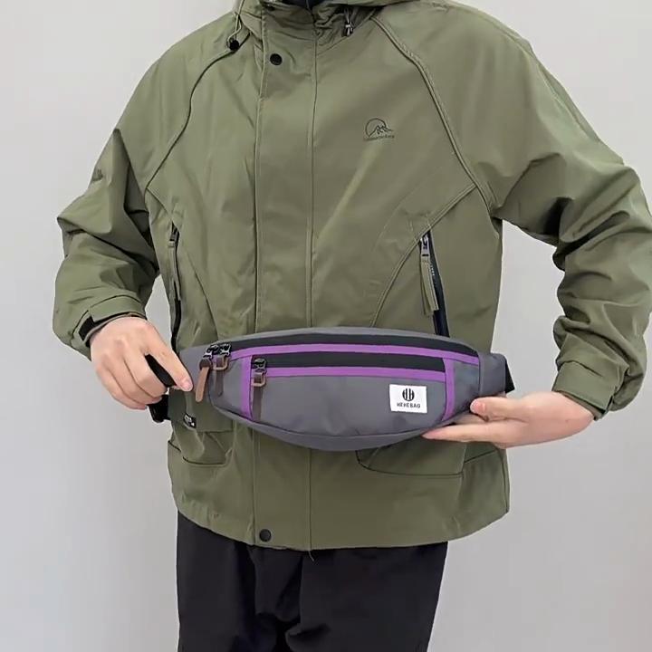 New Outdoor Sports Bumbag Harajuku Style Sports Large-capacity Waterproof Nylon Crossbody Bag Fashion Letters Contrast Male and Female Chest Bag