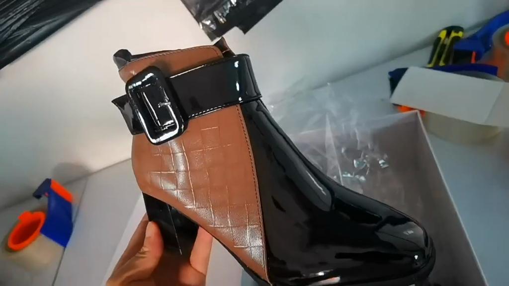 Women Ankle Boots Pu Leather Thick High Heel Short Boots Winter Zip Square Toe Shoes Lady Women Shoes Platform Boots