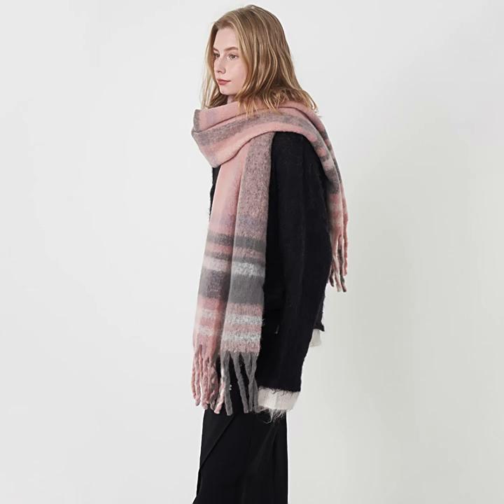 Stil European și American Fular Lung Clasic Carouri pentru Femei Vintage Fashion Ciucuri Pașmină Șal Cald de Iarnă