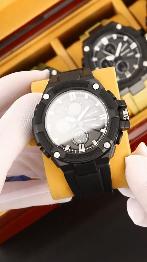 Skmei 2604 Relógio Digital Tático Masculino Verde Militar Hora Dupla Resistente à Água 50M