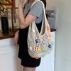 Street Style Woven Flowers Strand Shoulder Bag With Polyester Lining For Everyday Wear