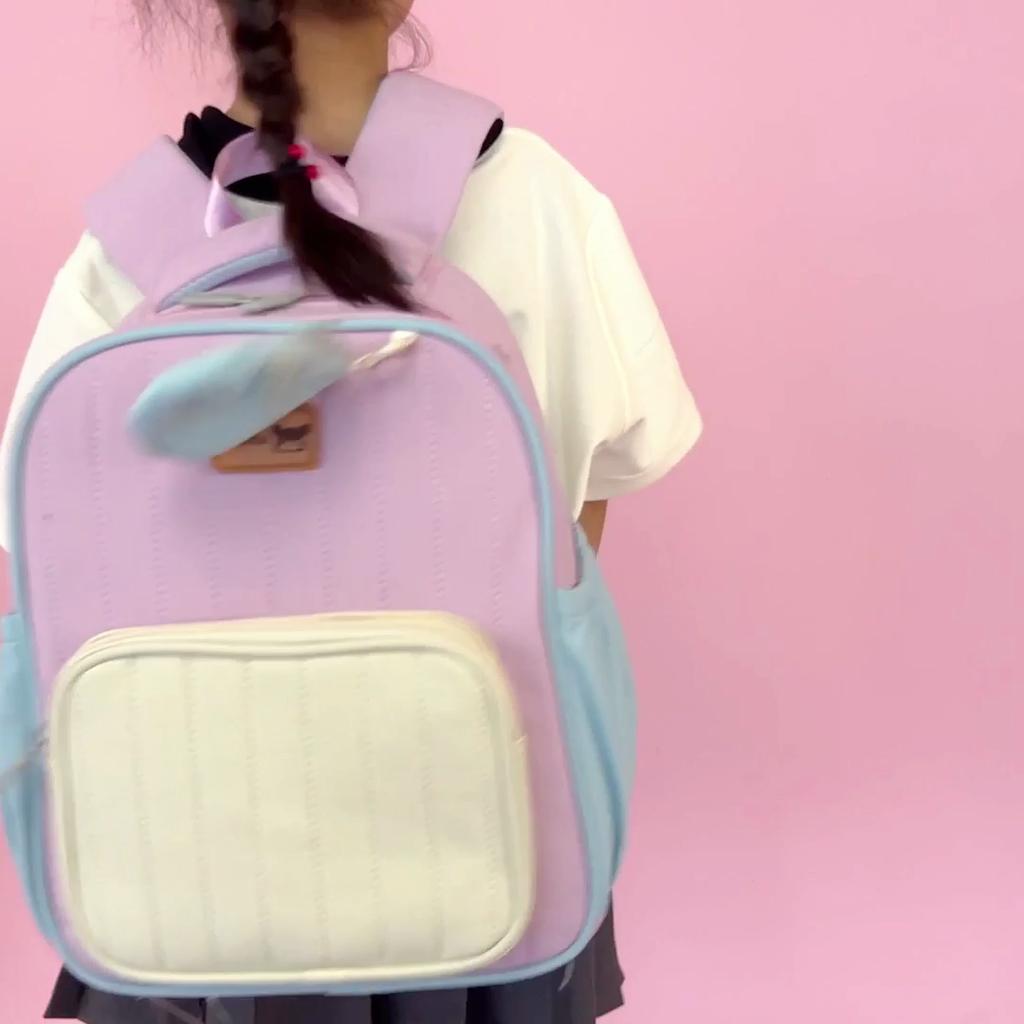 Student Schoolbag Kindergarten Backpack Colorblock Children Cartoon Backpack