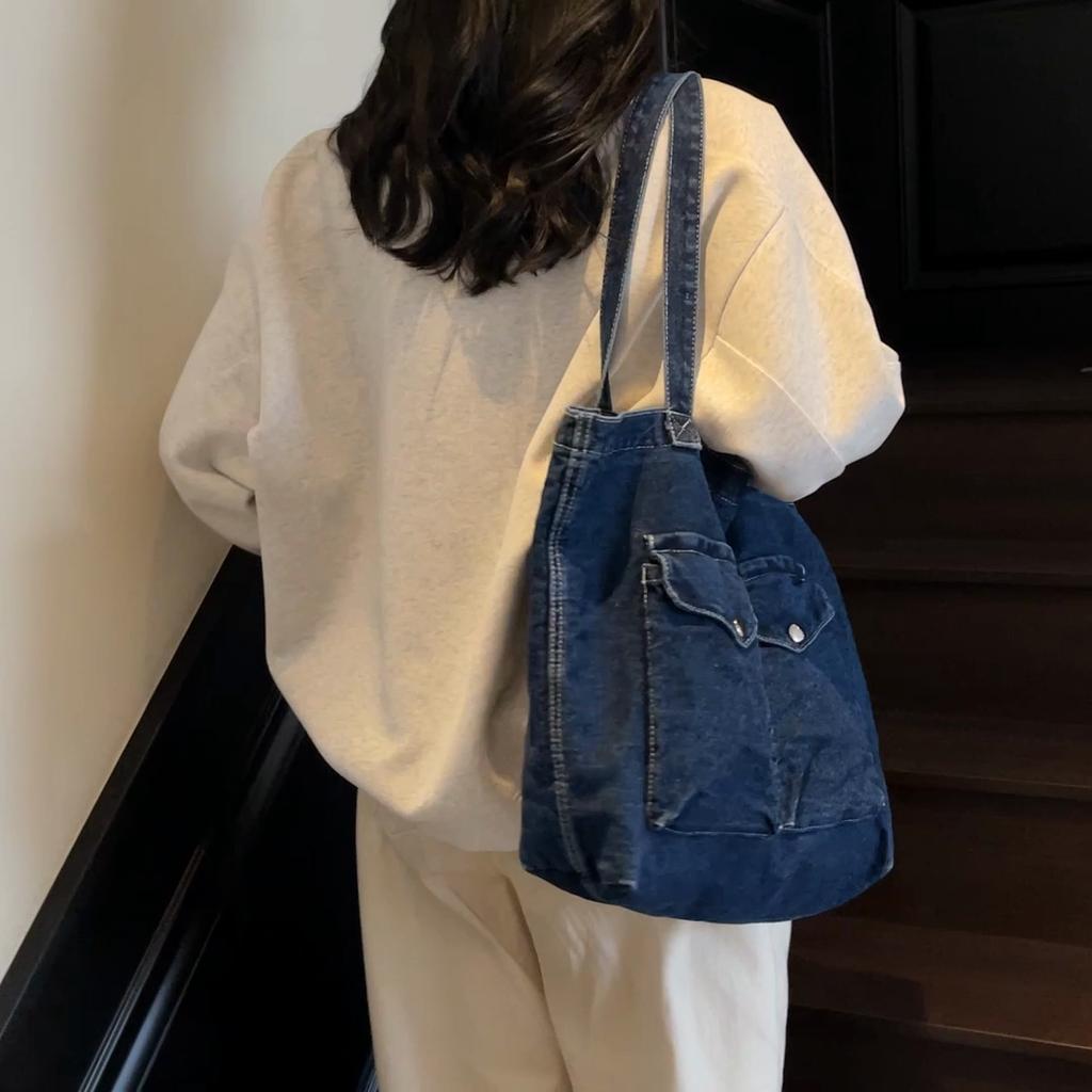 Denim Bag Women's Large Capacity Commuter Tote Bag Shoulder Bag