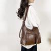 Women's Multi-Compartment Zipper Tote Bag PU Shoulder Bag