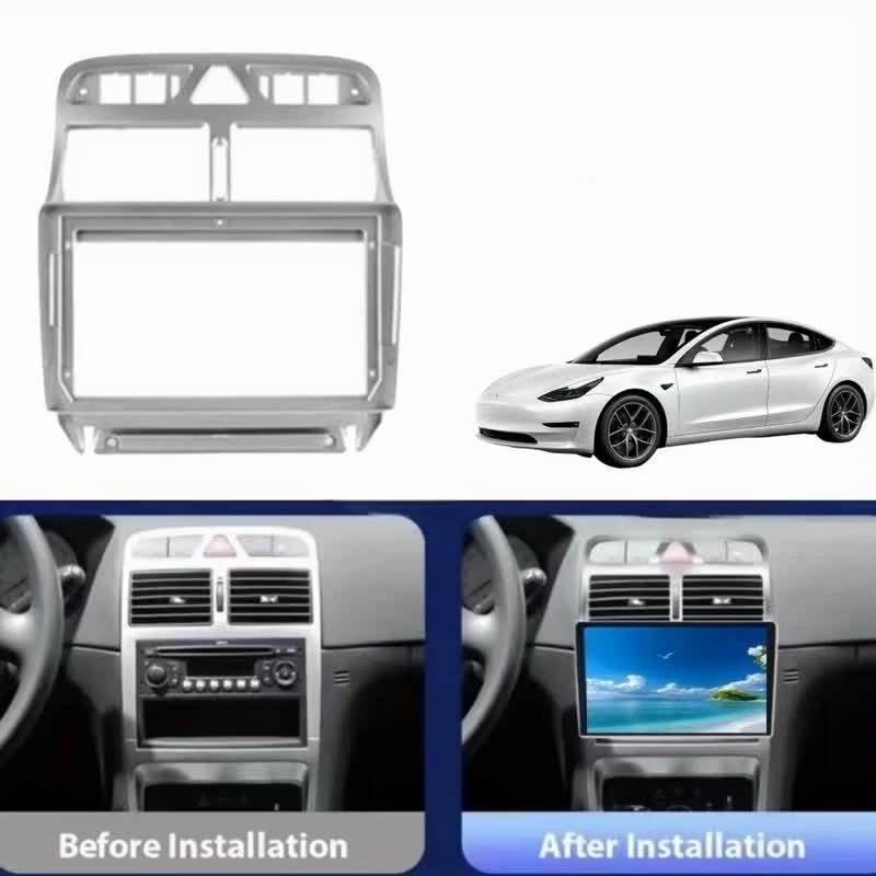 For Peugeot 307 307CC 2002-2013 9Inch Silver Car Center Console Gear Shift Frame Trim Cover Interior Deco