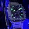 OLEVS Mens Watch Original Square Quartz Watch Waterproof Luminous Stainless Steel Sport Clock Reloj Watch For Men