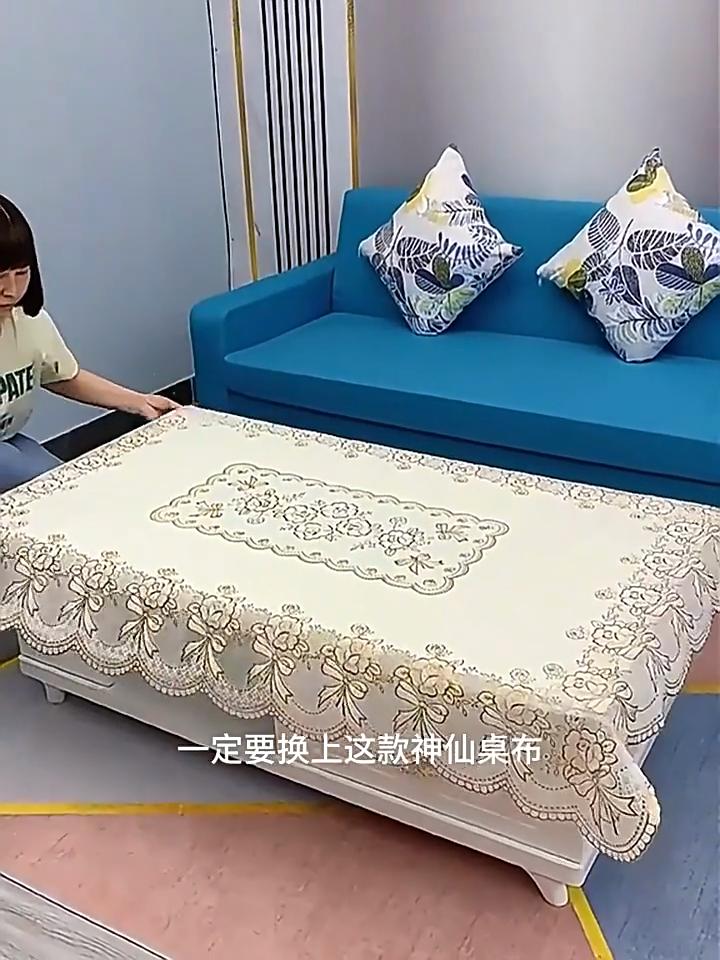 90*140cm Waterproof Oilproof Heat-resistant Wash-free Gold Foil TableclothTable Cover for Kitchen Living Room Decor