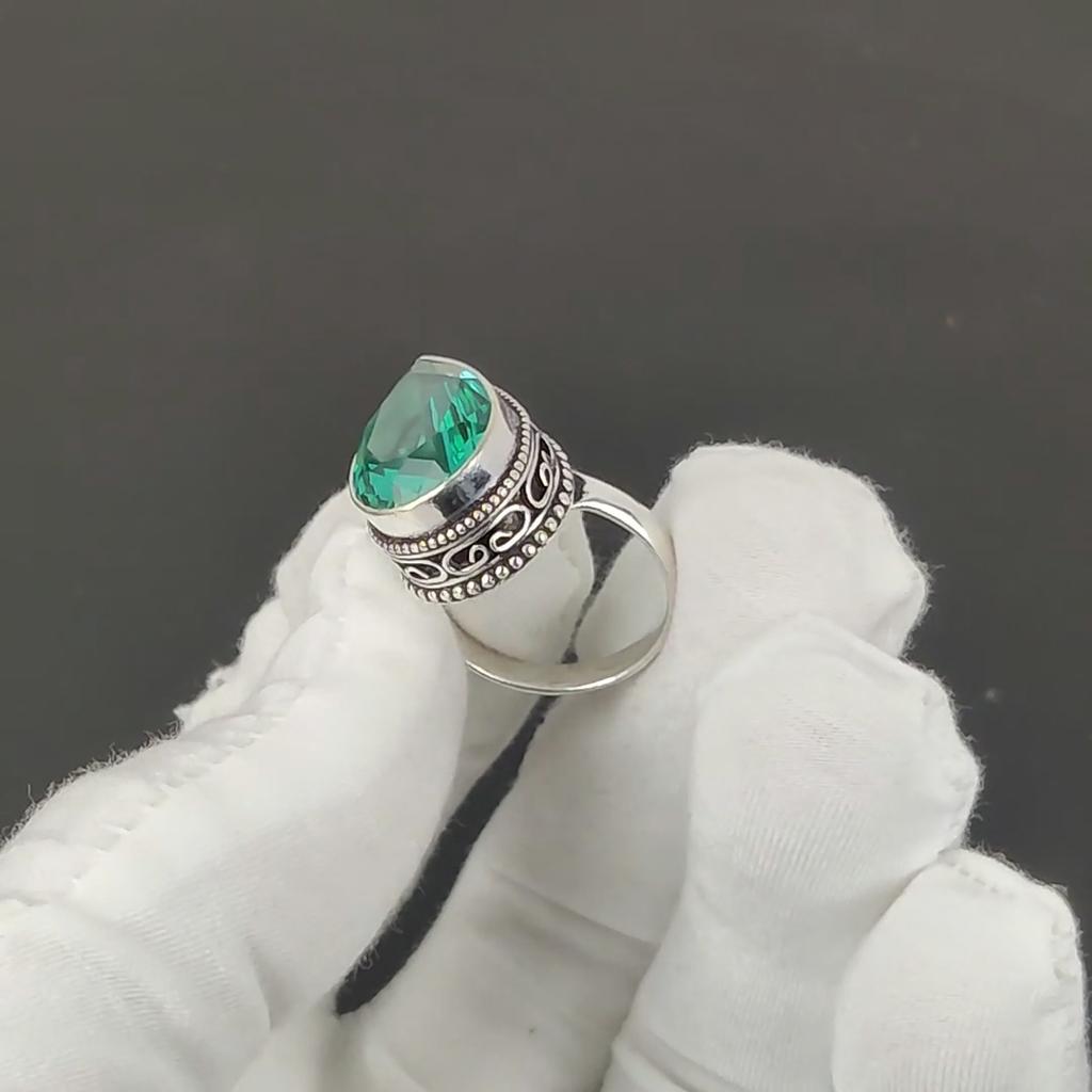 Green Apatite Gemstone Ring, 925 Sterling Silver Jewelry, Handmade Ring, Green Apatite Statement Silver Ring, Birthday Gifts For Wadding