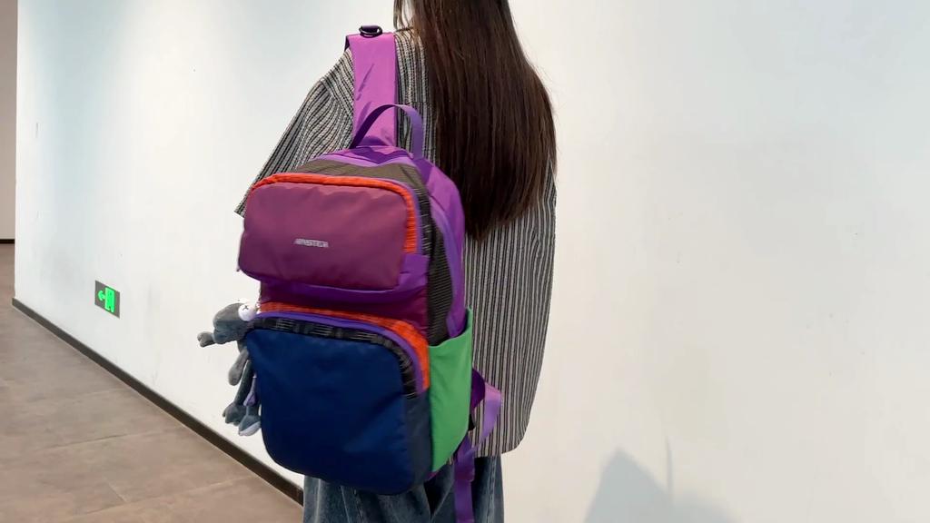 Contrast Color Patchwork Travel Bag Lightweight Mountaineering Backpack