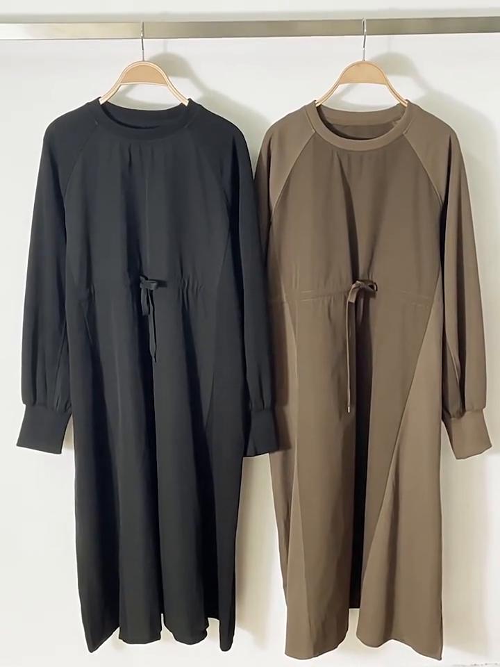 Xitao Einfarbig O-Ausschnitt Bandage Patchwork Kleider GJ1083